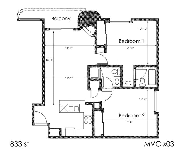 Floorplan - Midvale Court Apartments Westwood