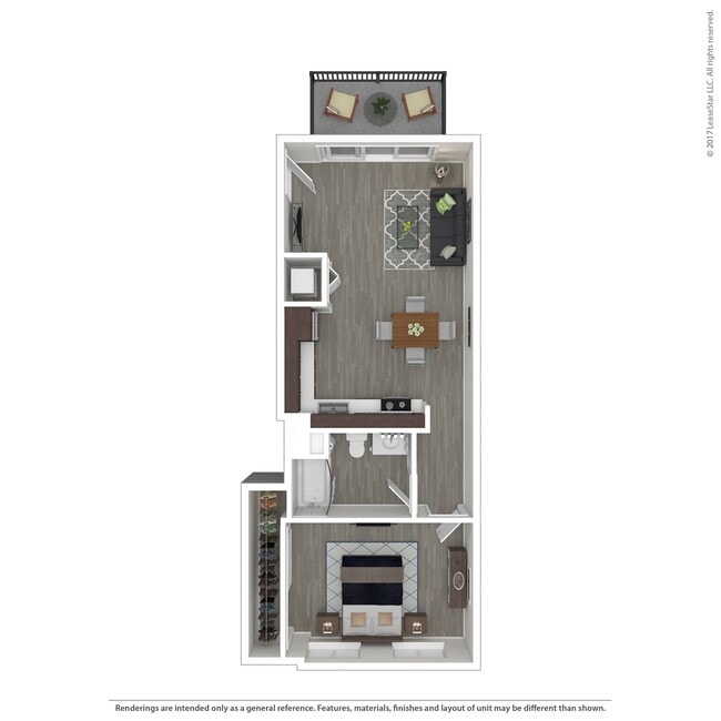 This top-level one-bedroom home features cathedral ceilings to lend an open-air feeling with a slider door leading to your balcony offering additional light. An “L” shaped fully equipped kitchen offers more storage and preparation space, room for a dinette, and a full-size washer and dryer. This bed - FiftyOne Baltimore at the Crossroads