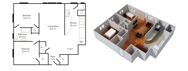 2 Bedroom - Les Gertrude Apartments