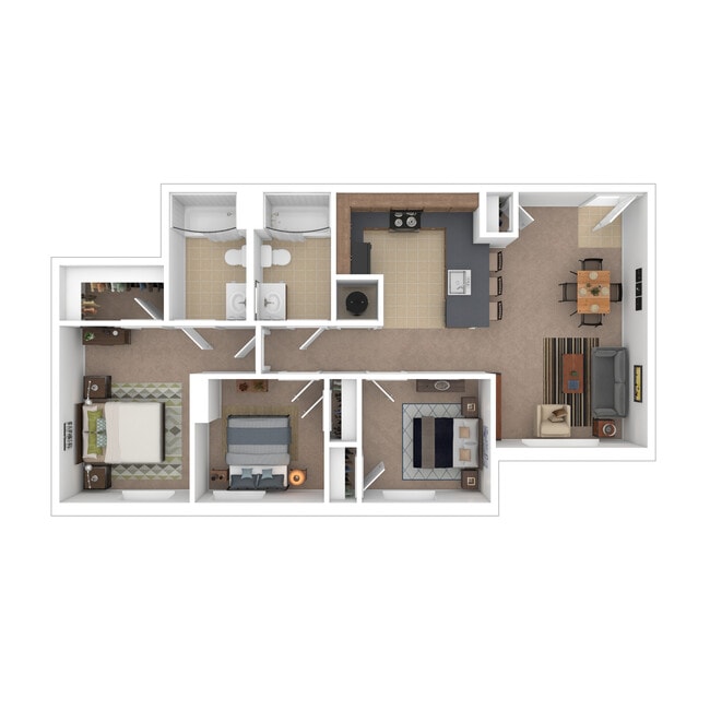 The Springs - 3 Bed, 2 Bath, 892 sq. ft. - The Springs Apartments