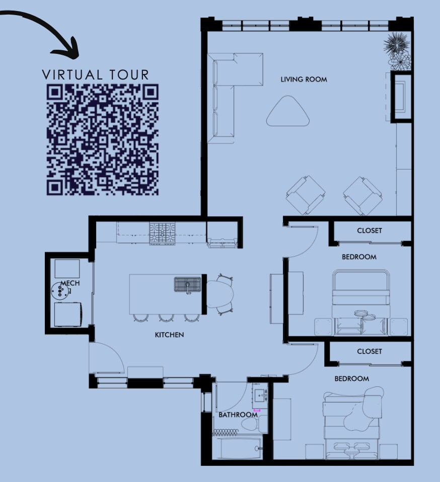 Apartment B Floor Plan - 121 Michigan Ave W