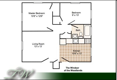 2BR/1BA - The Woodlands Apartments