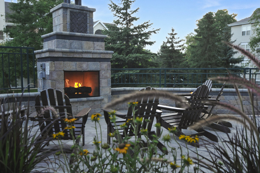 Poolside Fireplace - Yorktown Estates