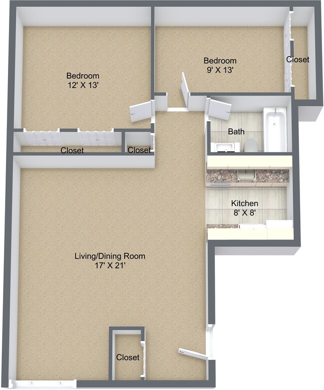 2BR, 1BA - 925 SF - Bloomfield On The River