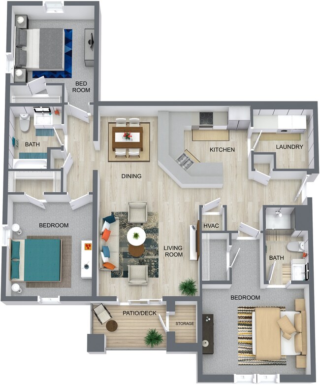3 bedroom 2 bathroom - Crosswood Apartments