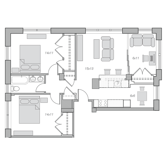 Floorplan - Embassy Tower Apartments