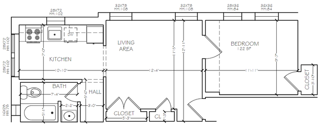 1 Bedroom | 1 Bathroom Unit B4 - Campus Apartments