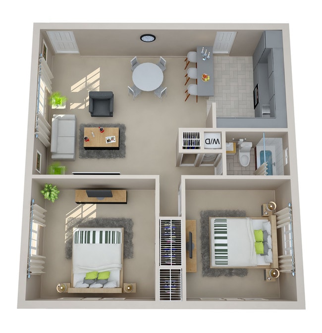 Renovated Two Bedroom Floor Plans - Sunset Rock Apartments