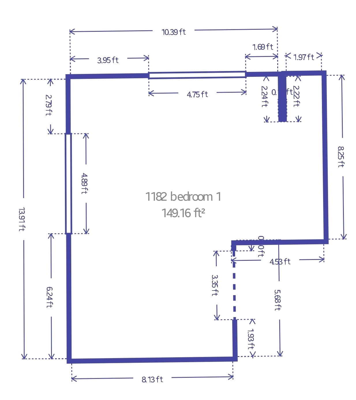 Bedroom 1 layout and sqft - 1182 Lane Pl