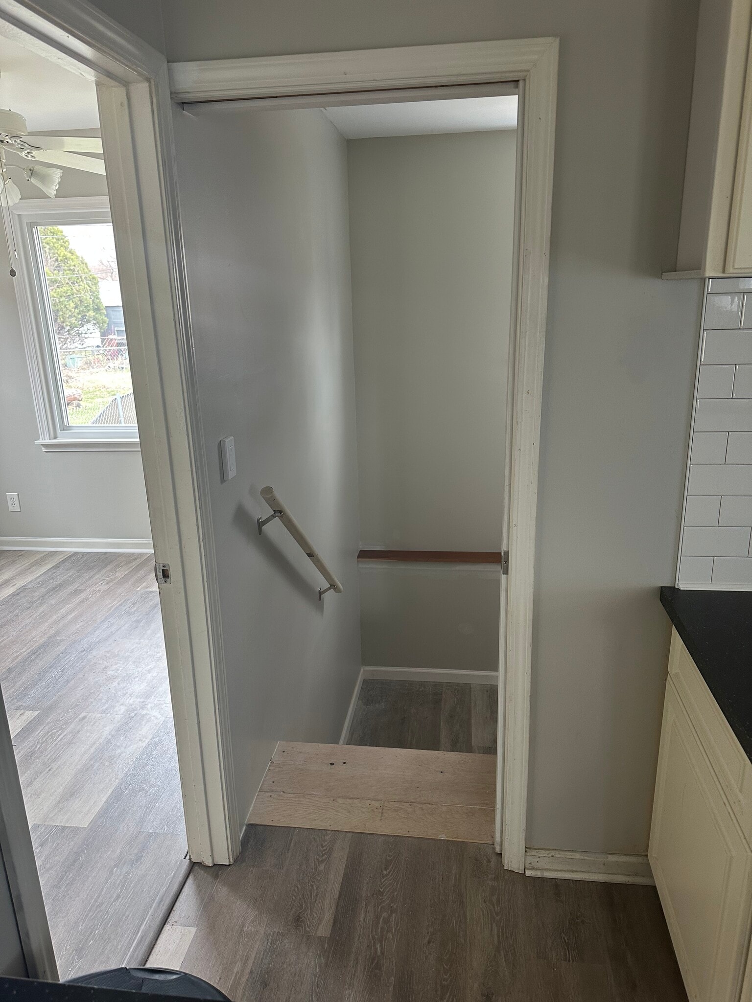 Stairway to side door and basement - 334 W Milton Ave