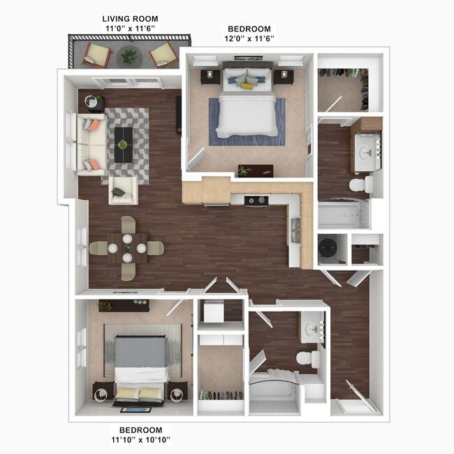 Lucky Peak, 2 bed x 2 bath, 1045 sq. ft. - Cortland South Meridian