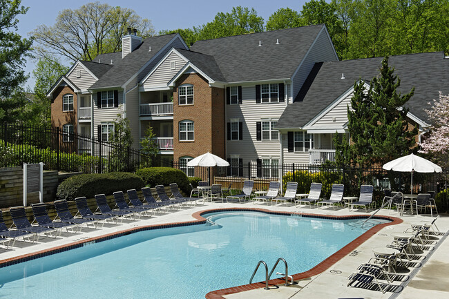 Swimming pool and sundeck with lounge seating - eaves Fairfax City