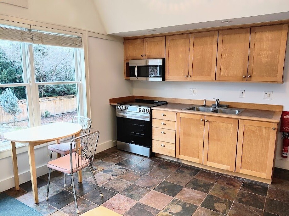Galley Kitchen, Dining, Newer Stove, Microwave - 411 N Geneva St