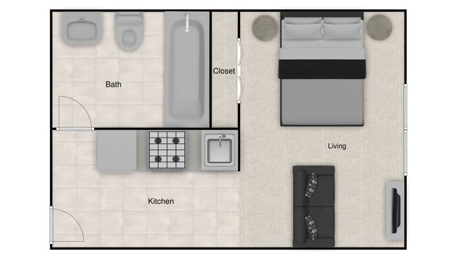 Studio - 600 SF - Valley Crest + Park