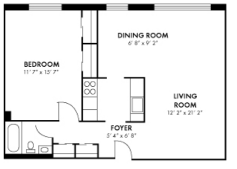 1BR/1BA - Skyline Tower