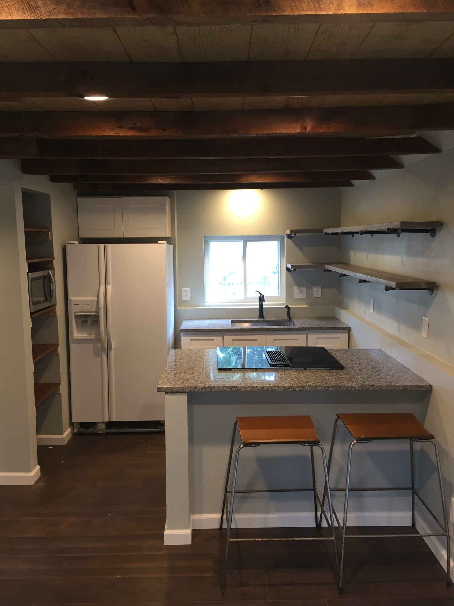 Kitchen features open shelving and cabinets - 431 N Franklin St