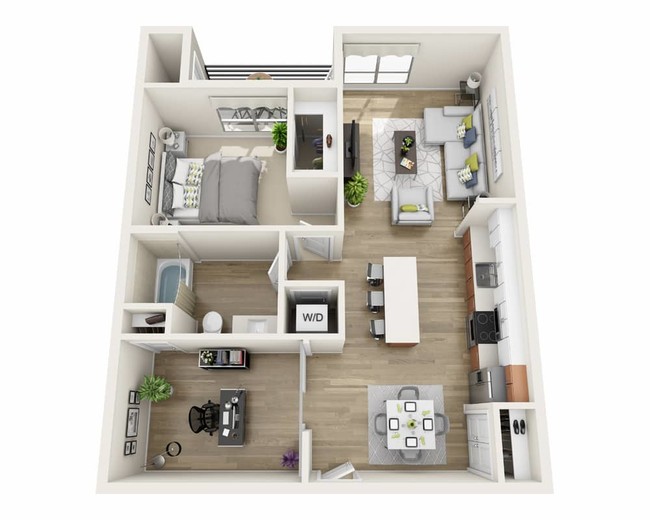 One Bedroom A1E Floor Plan - Katella Grand