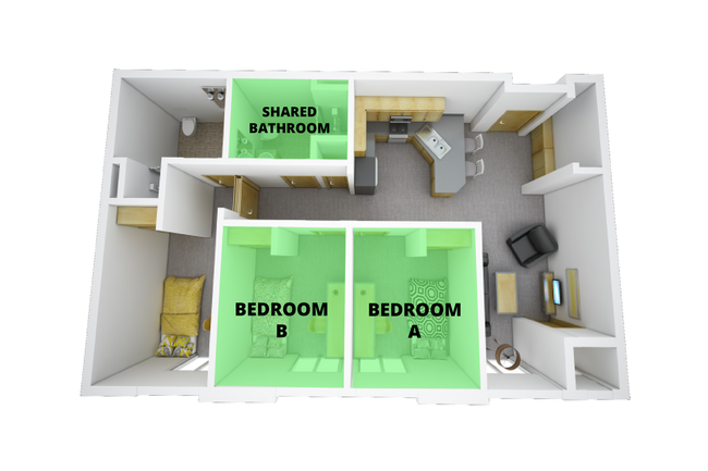 Standard Bedrooms - Park at 1824 Student Apartments