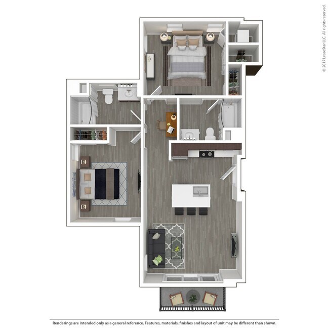 This second-level two-bedroom home on a corner location features a courtyard-facing balcony, with a slider door to allow for extra sunlight and an abundance of windows for increased airflow. The kitchen is fully equipped with a center island for entertaining and nine-foot ceilings throughout. The pr - FiftyOne Baltimore at the Crossroads