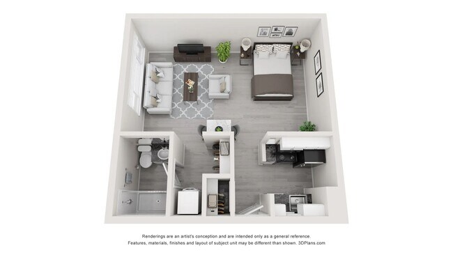 A 3D floor plan rendering of The Ariana. - Lakewood Village