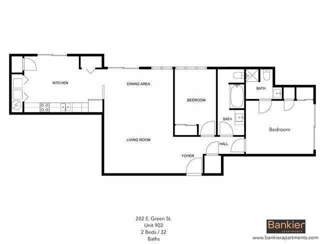 Floorplan - 202 E. Green St by Bankier Apartments