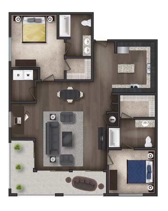 Bartley 2x2 1262 SQ FT - Flats on 4th