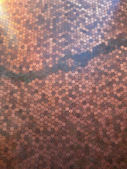 The penny tile floor of the entryway/bathroom features hundreds of pennies. - 833 Valencia St