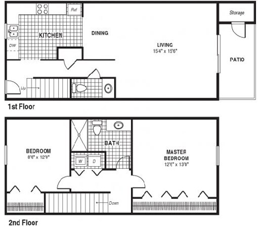 Floor Plan 2BR/1.5BA - Fulton Manor