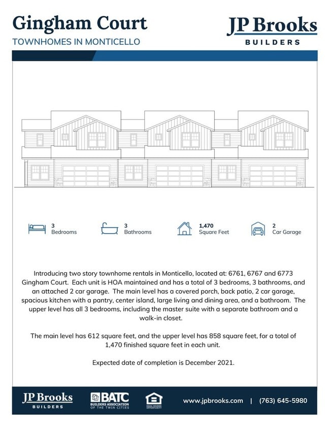 Building Photo - Newer Construction for RENT 3bd 3ba 2 car attached garage END UNIT available Jan 2026