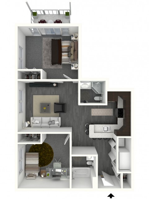 Two Bedroom, Two Bath - Small - 770 Elmwood Apartments