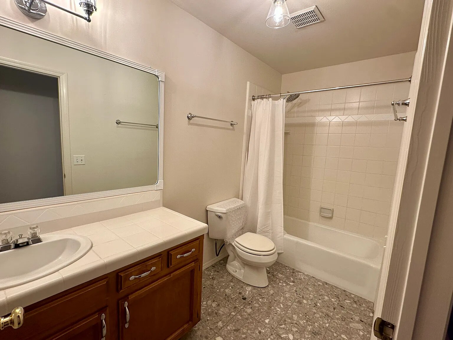 Upstairs Hall Bathroom with updates (new toilet and faucet installed but not pictured). - 221 Appy Way