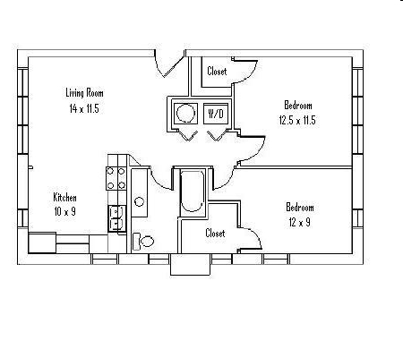 2BR/1BA Floor Plan - Grace Manor Apartments