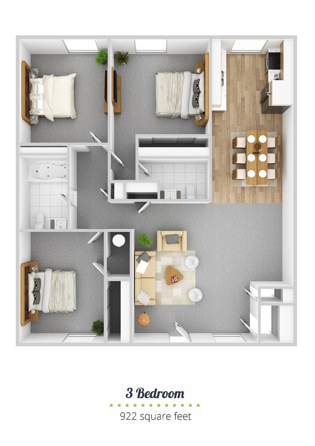 Landmark - Floor Plan 3x1.5 - Landmark Apartments
