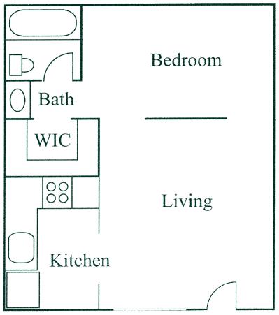 Deluxe Studio Floorplan - Mountain View Square