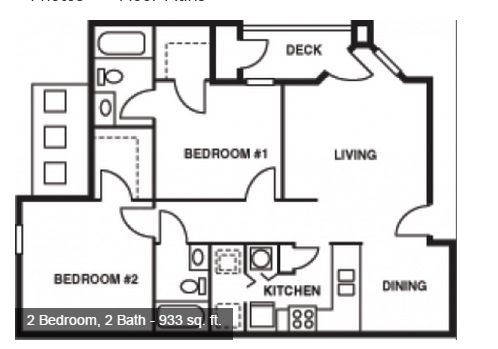 Floor Plan 2 bed 2 bath - Osprey Place