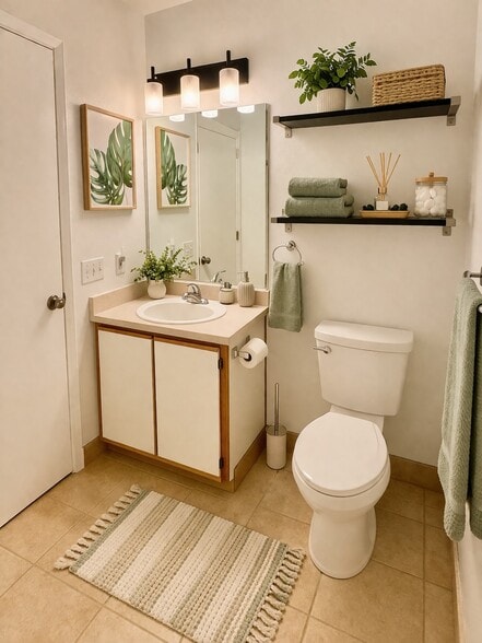 bathroom features tile floors and tub/shower - 10620 SW Davies Rd