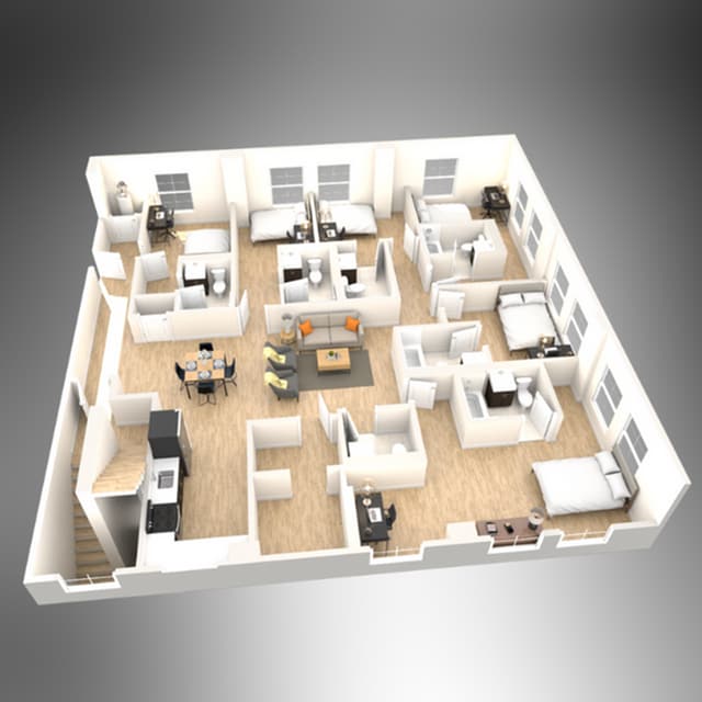 Explore this elegantly designed floor plan, perfect for a large family or shared living. - The Printing House
