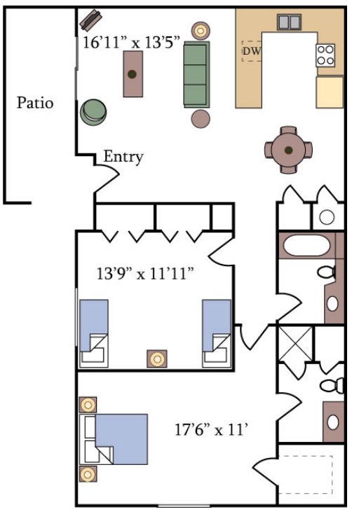 2BR/2BA - Fountain Circle Townhomes