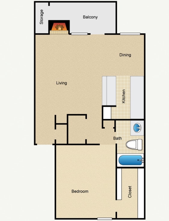 B1 Pine 626 sq ft FIRST FLOOR - The Park At Deerbrook