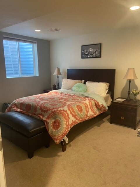 Bedroom #3 in basement with full window and walk in closet. Bed and bedframe included - 3425 Tejon St