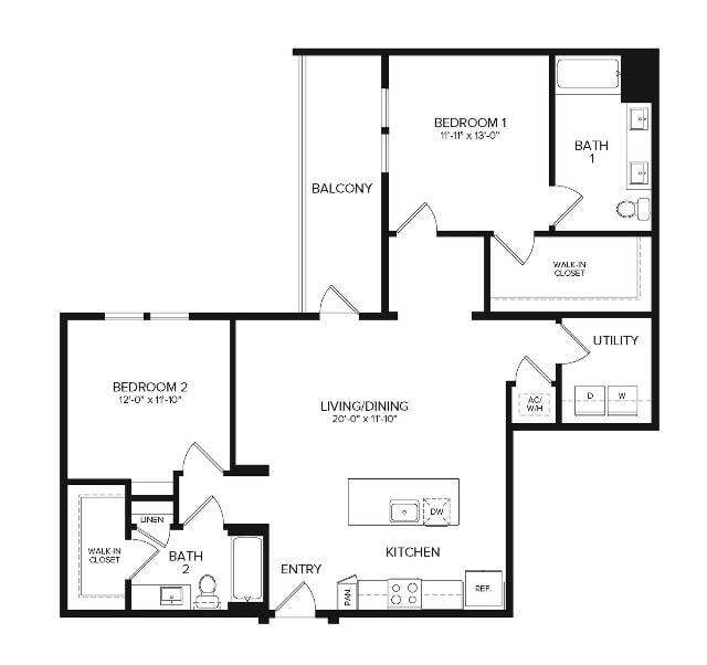 B3 ANSI | 2 bed 2 bath | 1256 sq ft - Album Mansfield 55+ Active Adult Apartment Homes