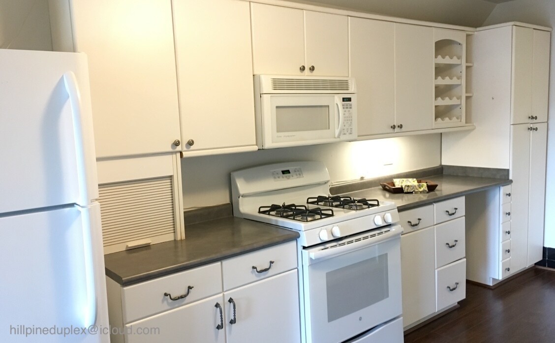 Spacious kitchen with gas stove, built-in microwave, fridge, dishwasher, garbage disposal, and a lar - 629 Hillpine Dr NE