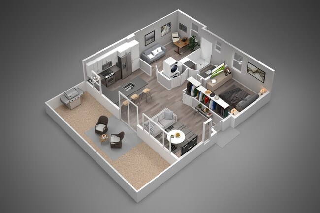 1B+ Office | 1x1 Floor Plan - The Flats at Jasper