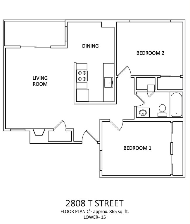 2x1 865 sq ft - A - Midtown Breeze