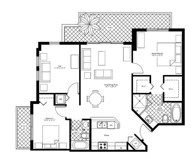 2BR/2BA - One Village Place
