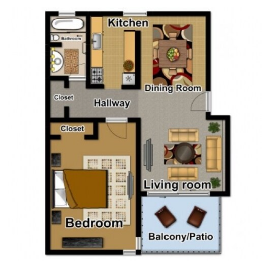 1 Bedroom.png - Casa Blanca Apartments