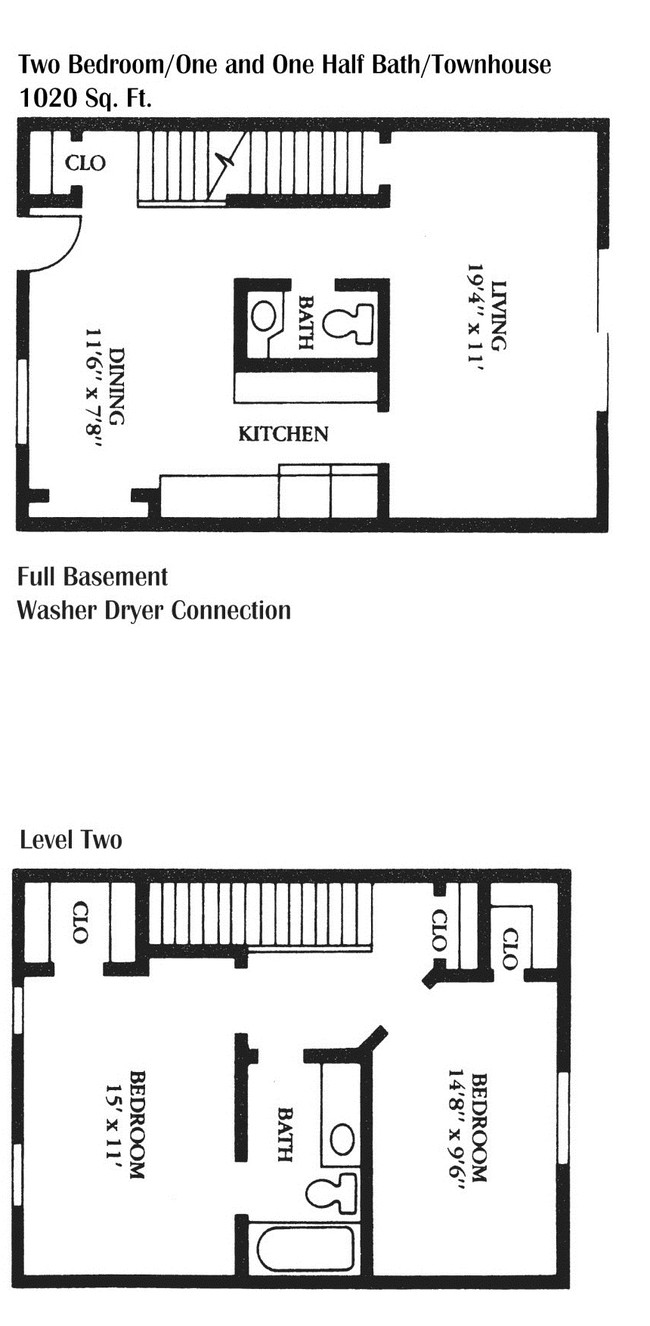 2 x 1.5 TH - 1,020 sq. ft. - East Bay Village