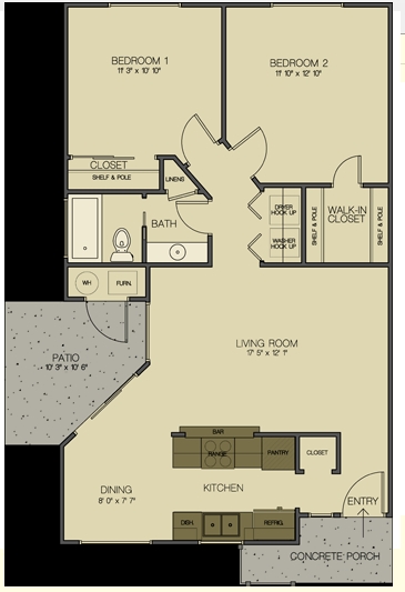 2BR/1BA - Country Lane Apartments