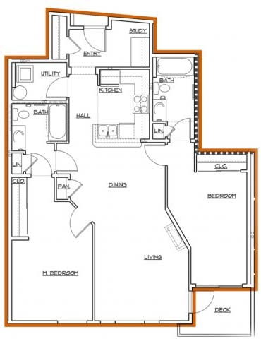 2 Bed 2 bath Floor Plan - The Pacifica Apartments