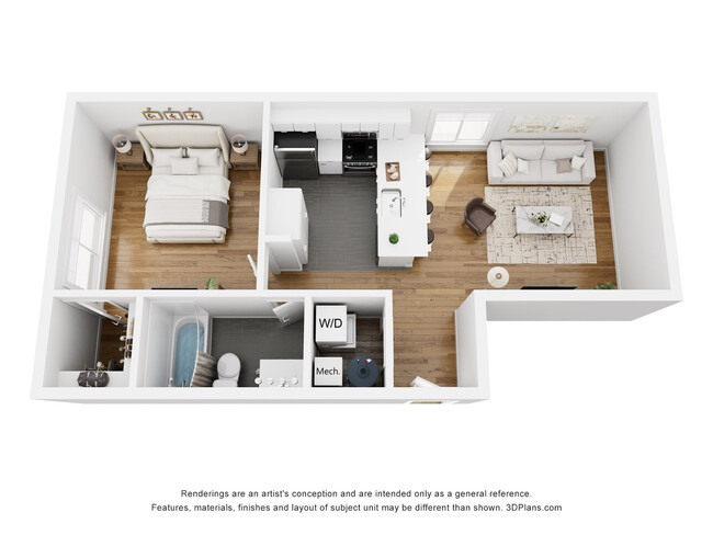 CRE - 1x1 Open Kitchen - Crescent Apartments